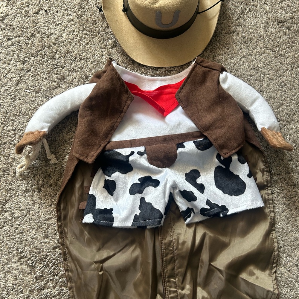 Large dog costumes (2) football and cowboy.  Dog not included